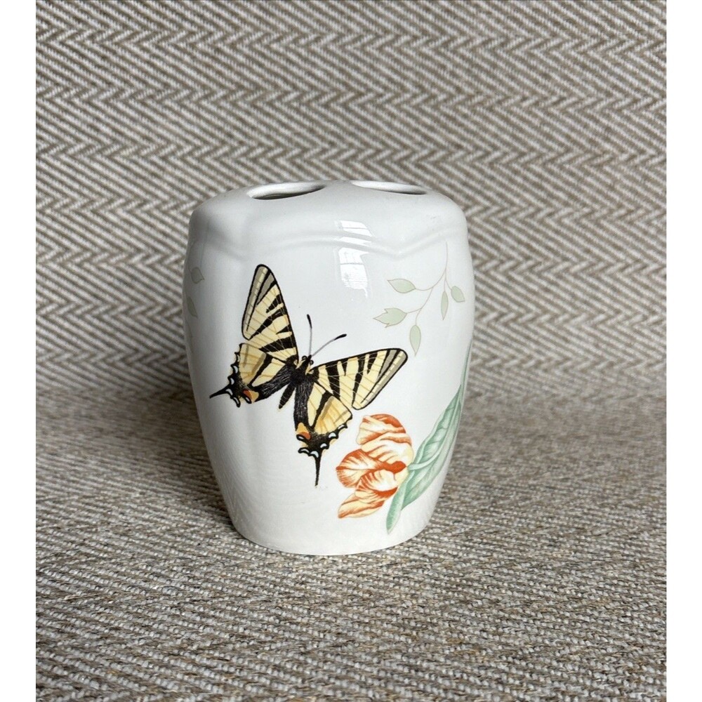 Lenox Porcelain Butterfly Meadow 4 Slot Toothbrush‎ Holder